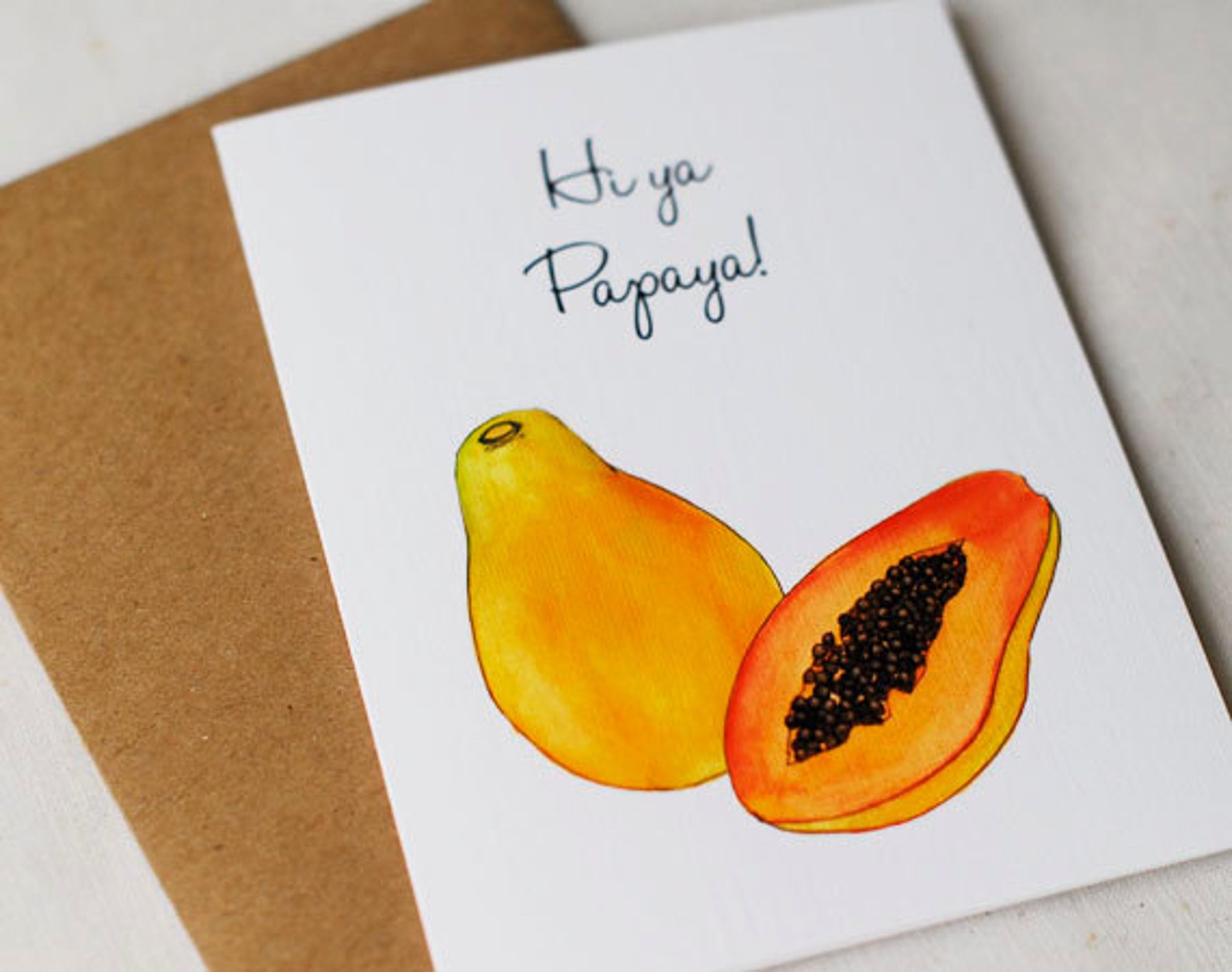 Hi Ya Papaya Blank Card Etsy