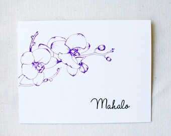 Orchid Mahalo- Thank You Card