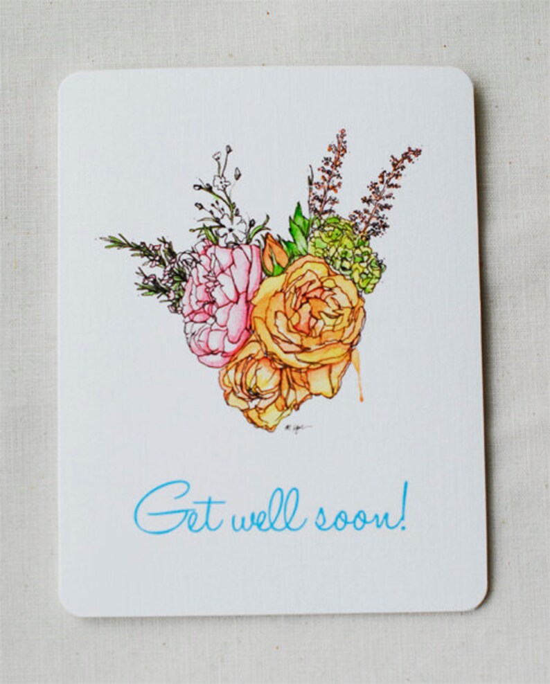 Floral Get Well Soon Card - Etsy