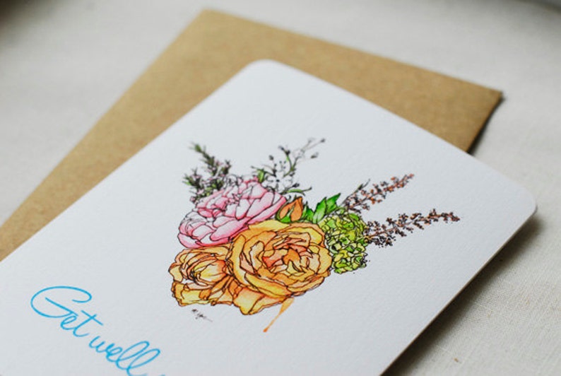 Floral Get Well Soon Card - Etsy