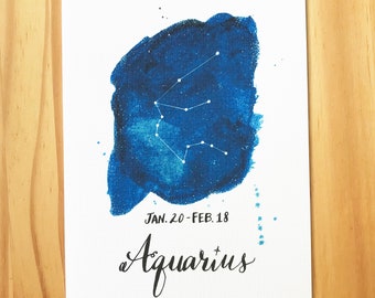 Printable Aquarius Birthday Card Aquarius Card Zodiac Birthday ...
