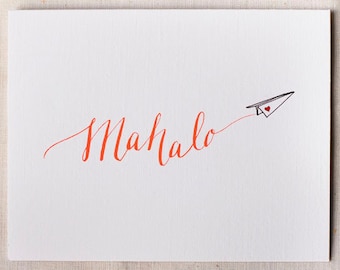 Mahalo Paper Plane Card