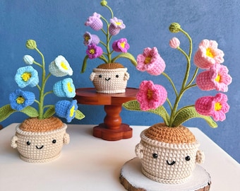 Ramo de flores de lirio del valle hecho a mano con ganchillo, decoración para maceta, regalo de apoyo emocional