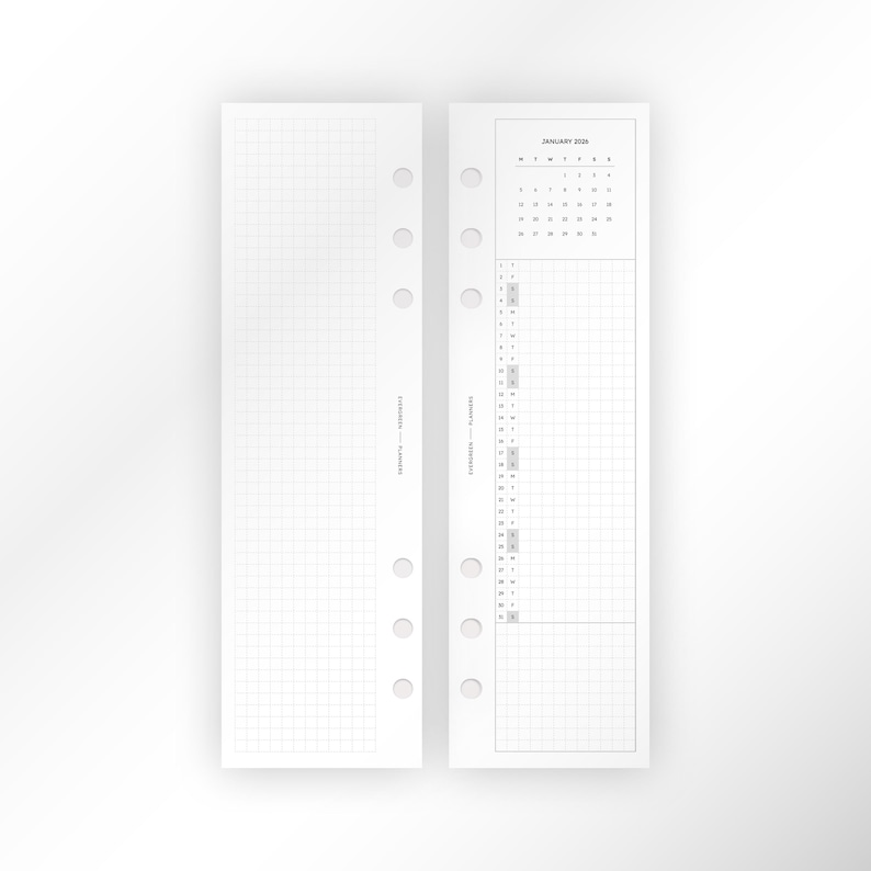 A5 Mini Sheets | 2026 Monthly Inserts | Hobonichi Style Printable ...