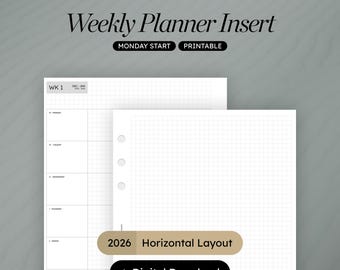 A5 Weekly Planner Insert: Dated 2026, Hobonichi Style (PDF Download)