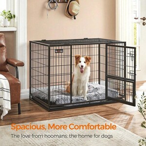 Heavy-duty Steel Dog Crate for Large Dogs, Double Door XL Pet Cage ...