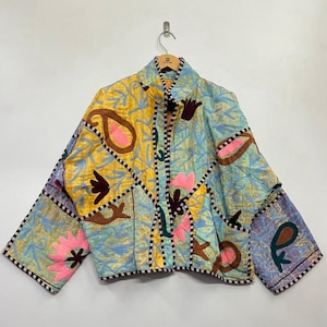 Pastel Patchwork Kantha Cropped Jacket