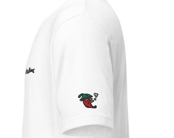 Embroidered Chili Pepper T-Shirt - Unisex White Tee - CapitanBloke