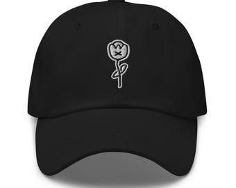Embroidered White Tulip Dad Hat | Low Profile Cap with Flower Embroidery, Cotton Twill, Gift
