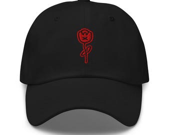 Embroidered Red Tulip Dad Hat | Unisex Baseball Cap with Flower Embroidery | Summer Casual Outdoor