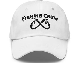 Fishing Crew Dad Hat, Embroidered Low Profile Baseball Cap, Adjustable Strap, Curved Visor, Cotton Twill, Unisex, Fishing Gift Idea