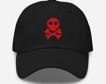 Skull Embroidered Dad Hat: Chino Cotton Twill Cap, Goth Streetwear