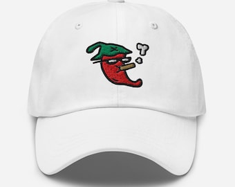 Embroidered Chili Pepper Baseball Cap | Unisex Casual Hat with Elastic Stretch Band | Spicy Food