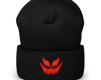 Evil Face Embroidered Beanie