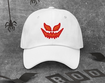 Evil Pumpkin Dad Hat - Embroidered CapitanBloke Low Profile Cotton Twill Adjustable Cap for Halloween Costume and Streetwear