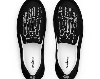 Black Skeleton Feet Men's Slip-On Shoes | Stylish Comfort Footwear