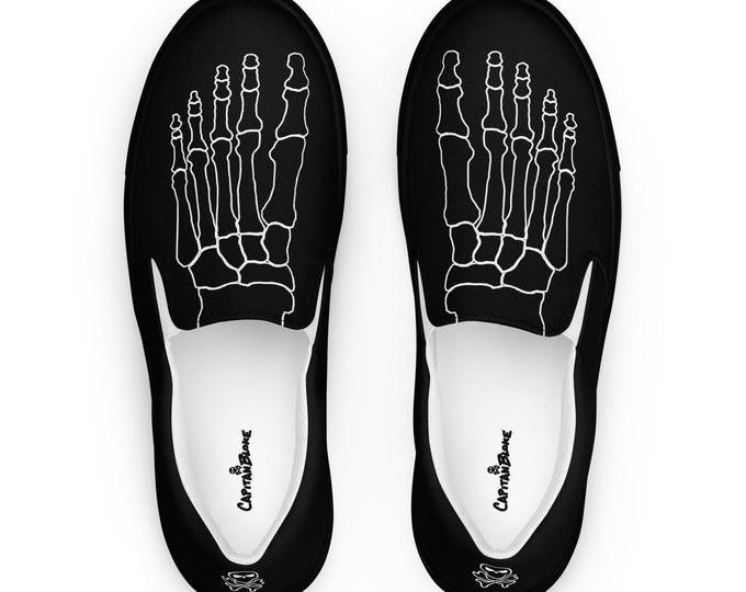 Featured listing image: Black Skeleton Feet Men's Slip-On Shoes | Stylish Comfort Footwear