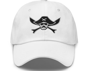 Pirate Embroidered Dad Hat | Low Profile Cap with Adjustable Strap | Jolly Roger Skull Crossbones