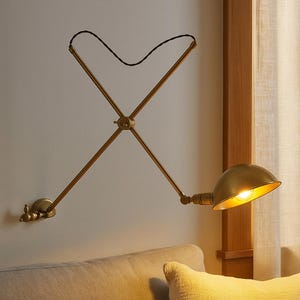 Handmade Brass Swing Arm Wall Sconce – Mid-Century Stilnovo Style Adjustable Wall Lamp