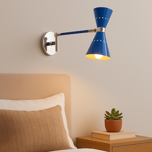 Handmade Mid-Century Modern Brass Swing Arm Wall Sconce – Adjustable Articulating Bedside Lamp