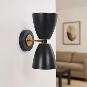 Double Shade Mid-Century Modern Brass Wall Sconce – Handmade Sputnik Style Bedside Lamp