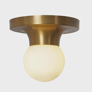 Single Globe Messing Sputnik Leuchte - Unterputz Decken oder Wandleuchte | Mid-Century Modern Akzent Lampe für Badezimmer