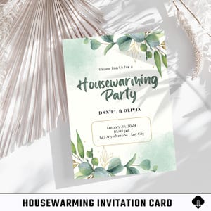 Uitnodigingskaart housewarming / digitale kaart / afdrukbare / bewerkbare kaart / uitnodiging feest / canvassjabloon / viering / New Home Party