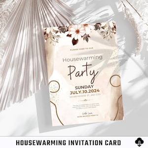 Uitnodigingskaart housewarming / digitale kaart / afdrukbare / bewerkbare kaart / uitnodiging feest / canvassjabloon / viering / New Home Party