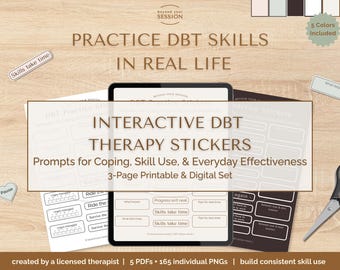 DBT Functional Stickers | Dialectical Behavior Therapy Skills Tracker, Emotional Regulation, Urges (Printable/Digital Download)