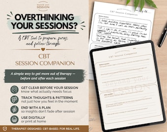 CBT Session Companion Worksheet | Therapy Prep, Reflection, Overthinking Tool (Digital/Printable PDF)