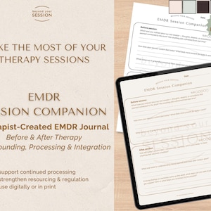 Guía de sesión EMDR / Diario de reflexión sobre el trauma antes y después de la terapia (PDF imprimible/digital)