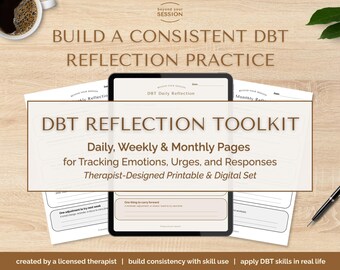 DBT Reflection Toolkit | Daily, Weekly, Monthly Dialectical Behavior Therapy  Journal (Digital/Printable PDF)