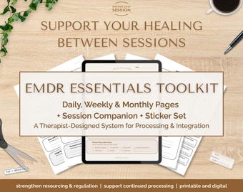 EMDR Essentials Toolkit | Trauma Integration Therapy Journal, Session Companion, Stickers (Printable)