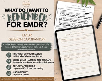 EMDR Session Companion | Before & After Therapy Trauma-Informed Reflection Journal (Printable/Digital PDF)