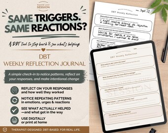 DBT Weekly Reflection Journal | Therapist-Created Dialectical Behavior Therapy Skills Tracker (Digital/Printable PDF)