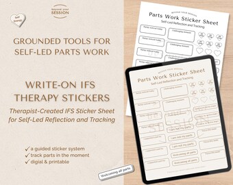 IFS Parts Work Functional Therapy Sticker Sheet: Printable & Digital (PDF/PNG) Journaling