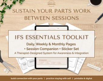 IFS Parts Work Essentials Toolkit: Daily, Weekly, Monthly Reflection - Journals & Stickers (Printable + Digital)