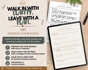 DBT Session Companion Worksheet | Dialectical Behavior Therapy Prep, Reflction, Skill Tracker (Printable/Digital PDF)