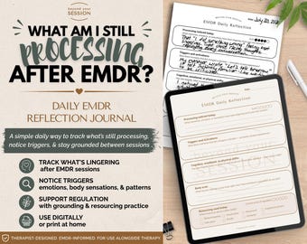 EMDR Daily Reflection Journal | Trauma Therapy Processing & Regulation Tracker (PDF)