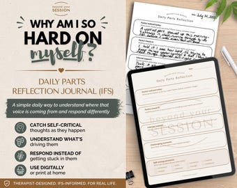 IFS Parts Work Daglig reflektionsjournal, Inre kritiker, Övertänkande (digital/utskrivbar nedladdning)