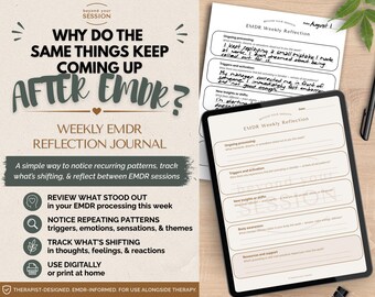 EMDR Weekly Journal Printable PDF | Trauma Therapy Reflection Worksheet | Pattern Tracking & Regulation Tool