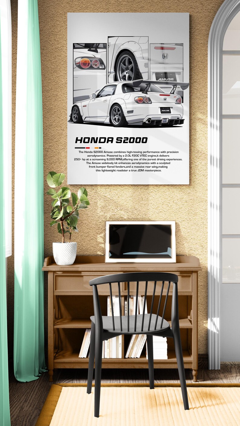 S2000 Poster Honda S2000 Amuse JDM Car Poster Art, Tempered Glass Wall Art (rolled ...