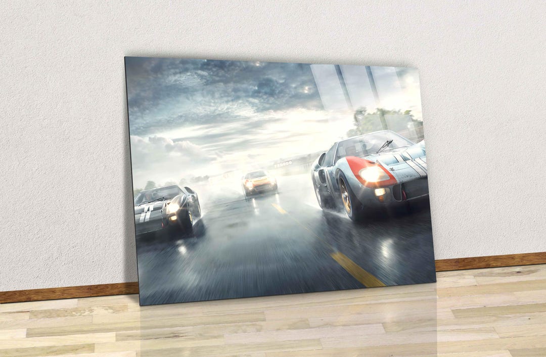 Glass Wall Art & Canvas Wall Art, Vintage 1966 Le Mans Ford GT40 Racing ...