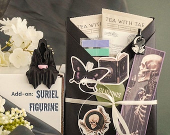Blind Date mit einer Buchbox Suriel Figur Shelf Sitter ACOTAR Geschenk Spooky Reading Halloween Geschenk Set Thriller Mystery Fantasy Bookish Merch