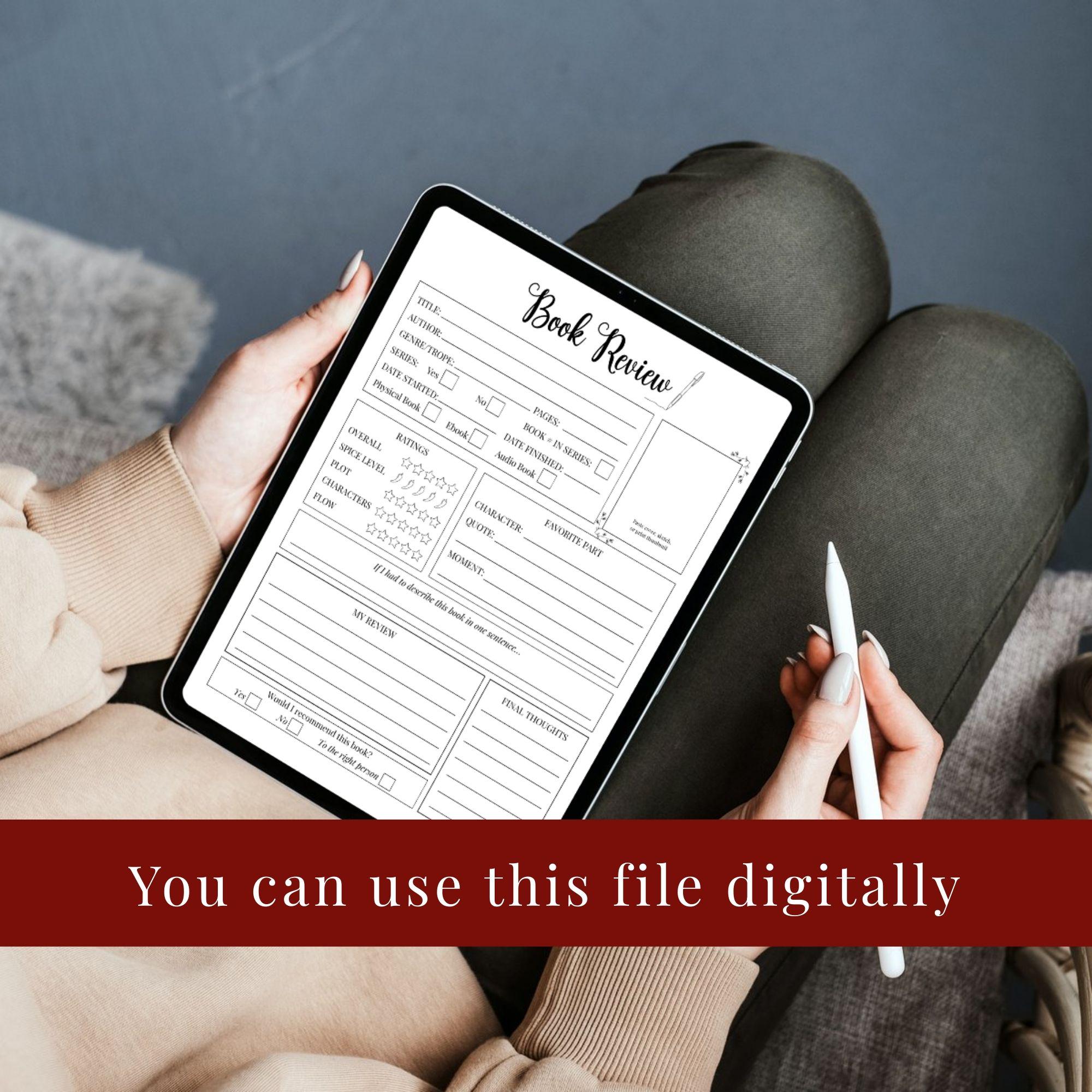 Printable Book Review Template Reading Journal Goodnotes Book Review ...