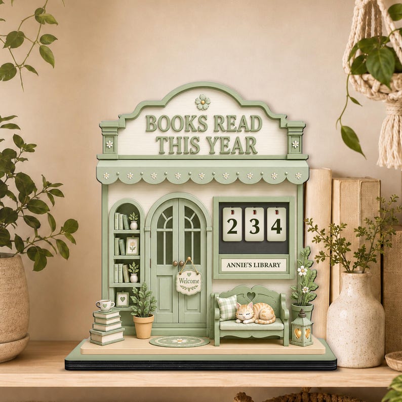 Nautical reading tracker personalized wooden sign custom books read this year beach house counter display sailboat lighthouse anchor ship wheel rope seashell coastal ocean book lover gift navy white desk shelf decor women men birthday Christmas graduation