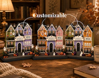 Personalized Haunted Bookstore Black Cat Reading Tracker Wooden Sign Books Read This Year Custom Halloween Spooky Ghost Pumpkin Witchy Gift