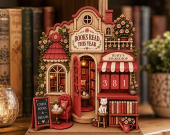 Boeken lezen dit jaar Teller Bookshop Straat gepersonaliseerde houten lezing tracker teken aangepaste grillige boek minnaar cadeau pastel cottage decor