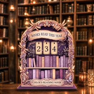 personalized wooden book tracker sign books read this year tracker book lover bookshelf decor floral reading tracker sign library shelf decor reader gift for book lovers personalized reading goal tracker bookish shelf display wooden book stand cozy reading nook decor home library decor book club gift for readers books completed this year sign floral bookshelf accessory