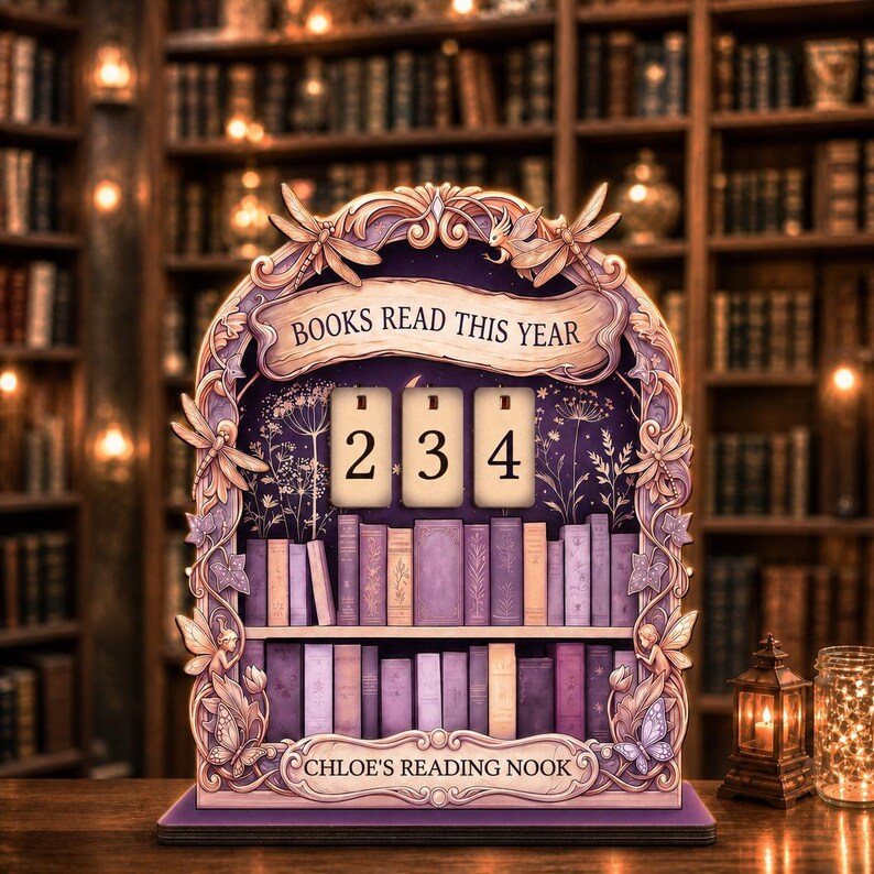 personalized wooden book tracker sign books read this year tracker book lover bookshelf decor floral reading tracker sign library shelf decor reader gift for book lovers personalized reading goal tracker bookish shelf display wooden book stand cozy reading nook decor home library decor book club gift for readers books completed this year sign floral bookshelf accessory